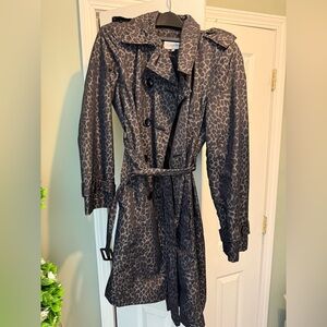 Calvin Klein Gray and Black Leopard Print Coat